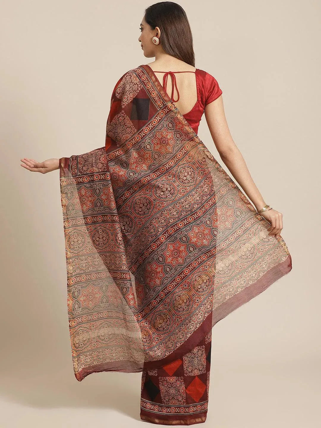Multicoloured Chanderi Silk Saree - Libas 