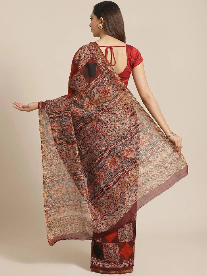 Multicoloured Chanderi Silk Saree - Libas