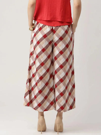 Multicoloured Checkered Crepe Palazzos - Libas