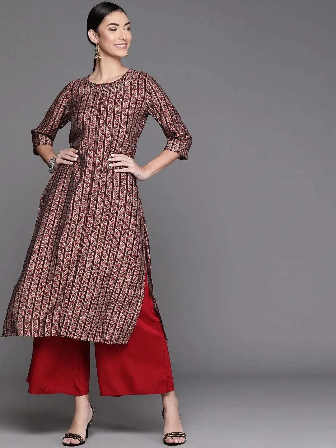 

Buy Multicoloured Printed Chanderi Silk Kurta - 23179O-XS | Libas Ethnic Wear Online
