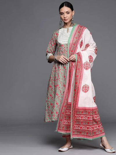 Multicoloured Printed Cotton Suit Set - Libas