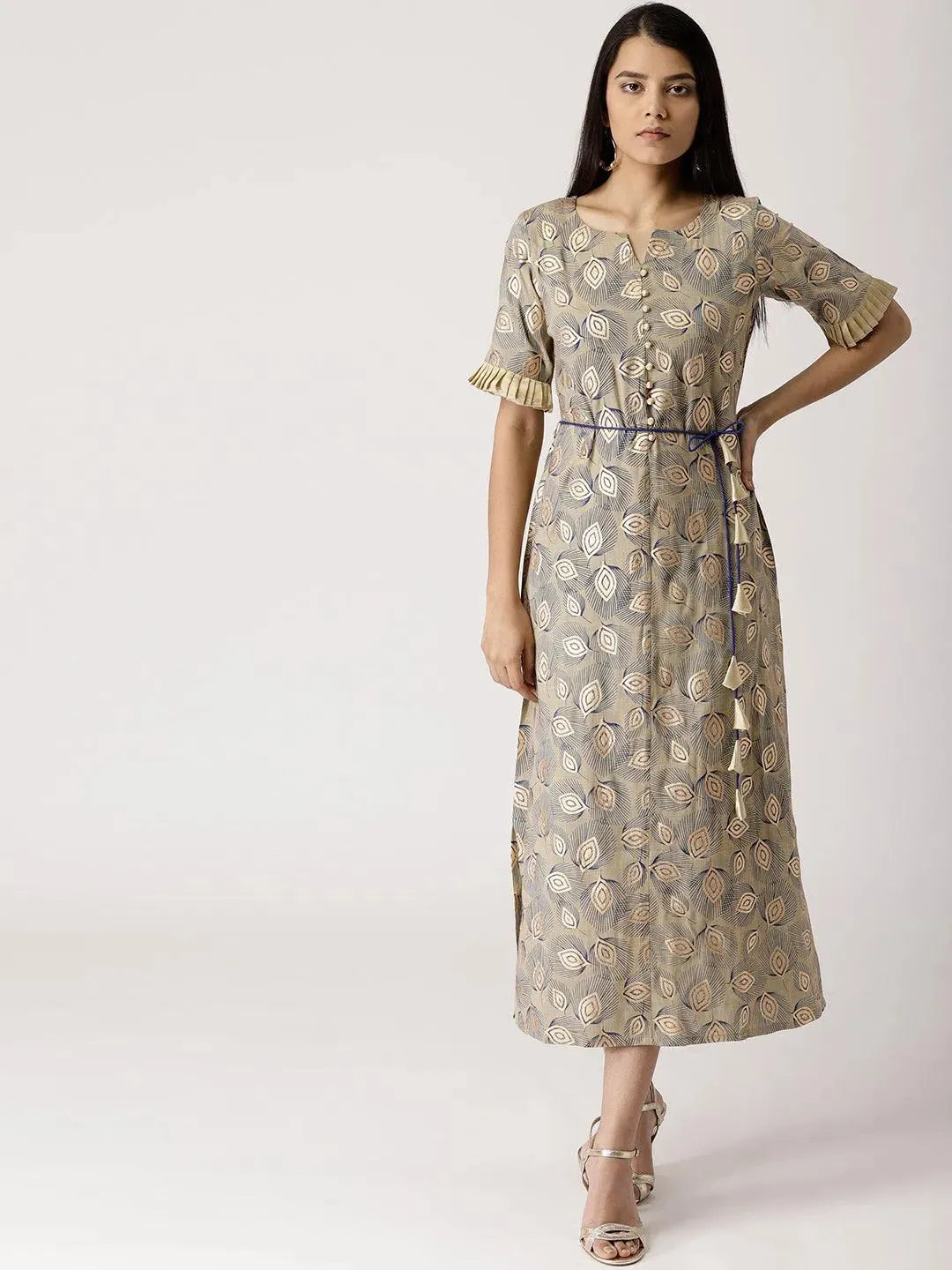 Multicoloured Printed Cotton Dress - Libas