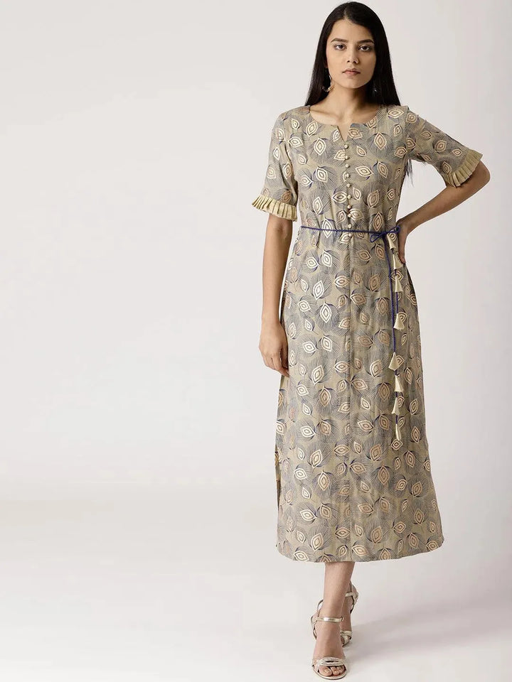 Multicoloured Printed Cotton Dress - Libas