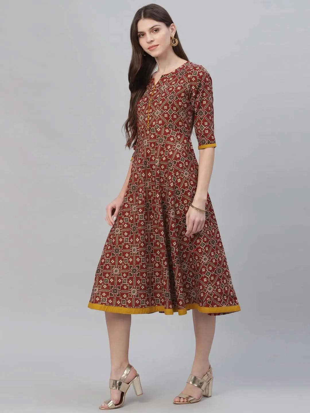 

Buy Multicoloured Printed Cotton Dress - 8926- | Libas Ethnic Wear Online