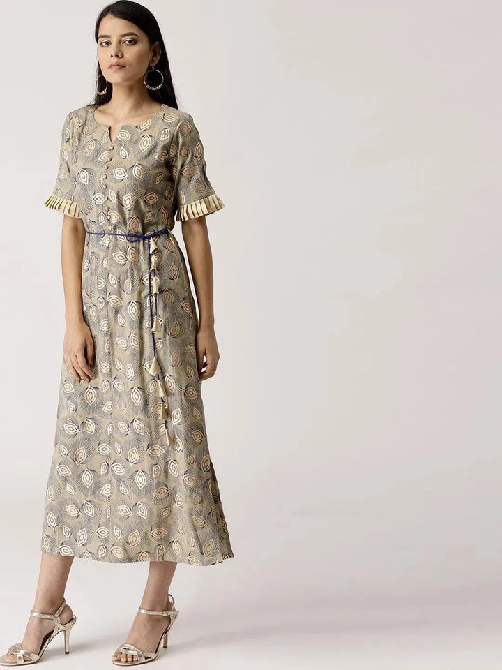 Multicoloured Printed Cotton Dress - Libas