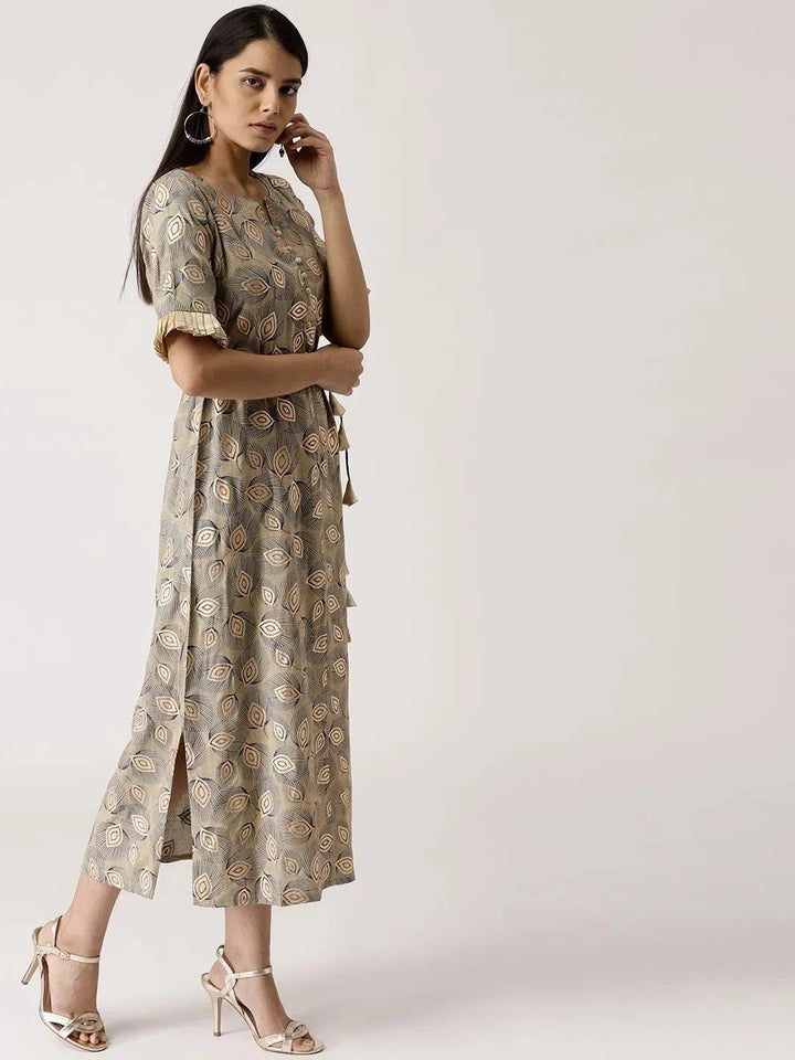 Multicoloured Printed Cotton Dress - Libas