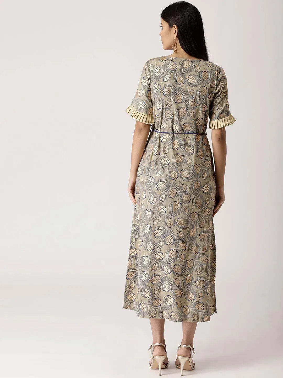 Multicoloured Printed Cotton Dress - Libas 