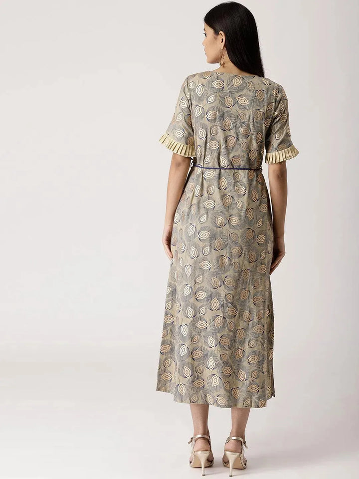 Multicoloured Printed Cotton Dress - Libas