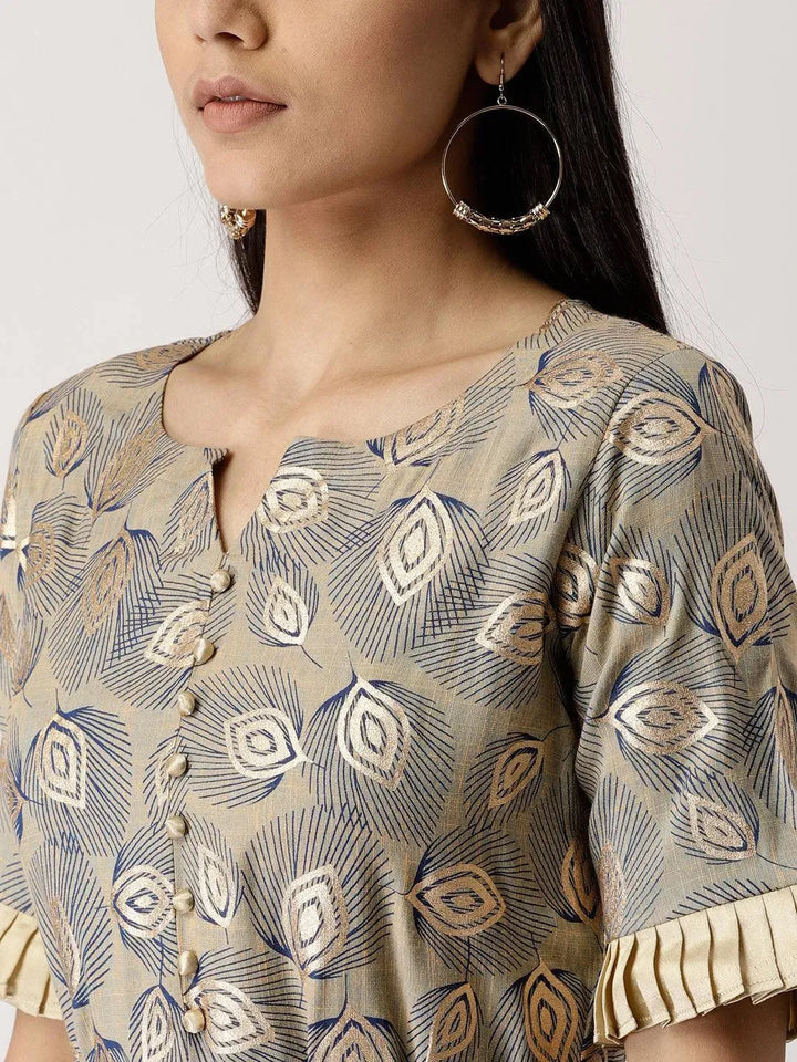 Multicoloured Printed Cotton Dress - Libas