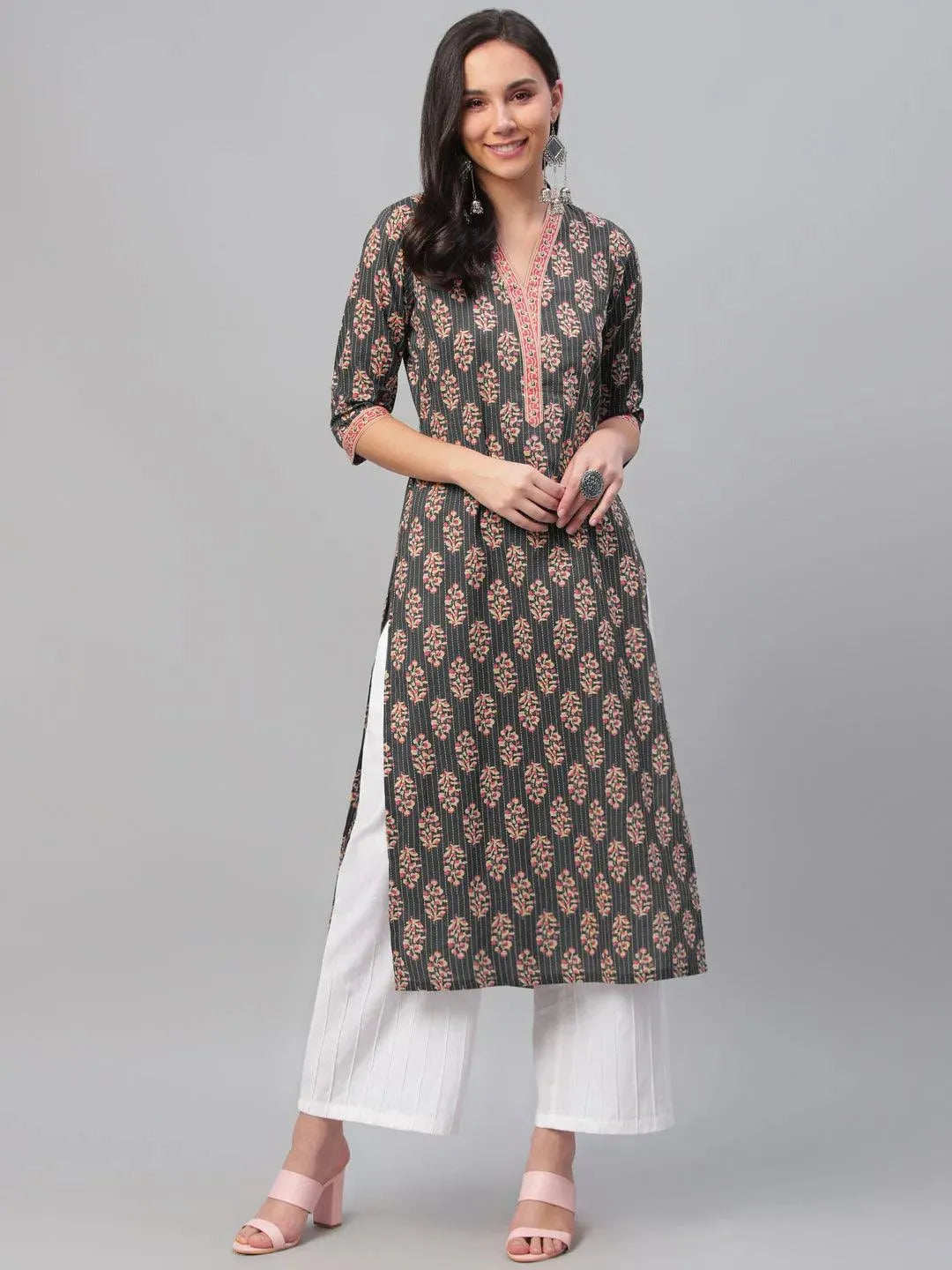 Multicoloured Printed Cotton Kurta - Libas