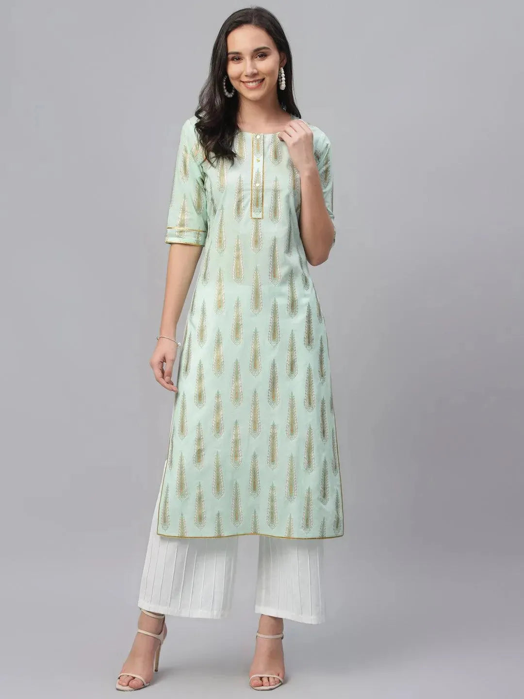 Multicoloured Printed Cotton Kurta - Libas