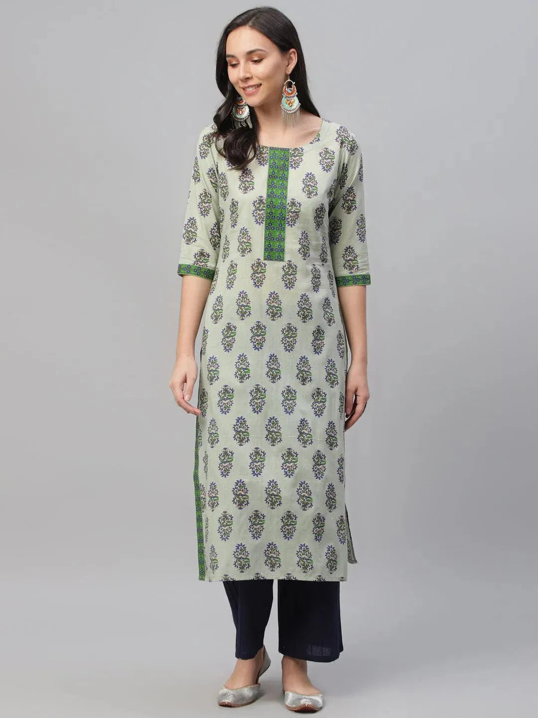 Multicoloured Printed Cotton Kurta - Libas