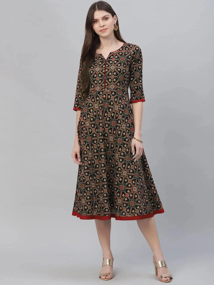 Multicoloured Printed Cotton Kurta - Libas