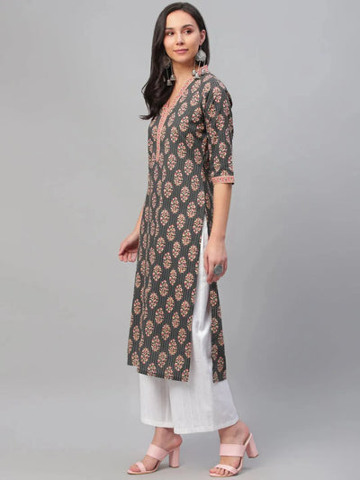 Multicoloured Printed Cotton Kurta - Libas