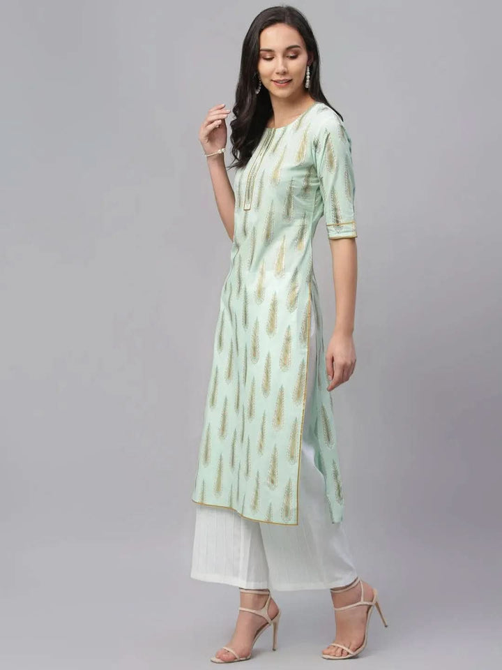 Multicoloured Printed Cotton Kurta - Libas