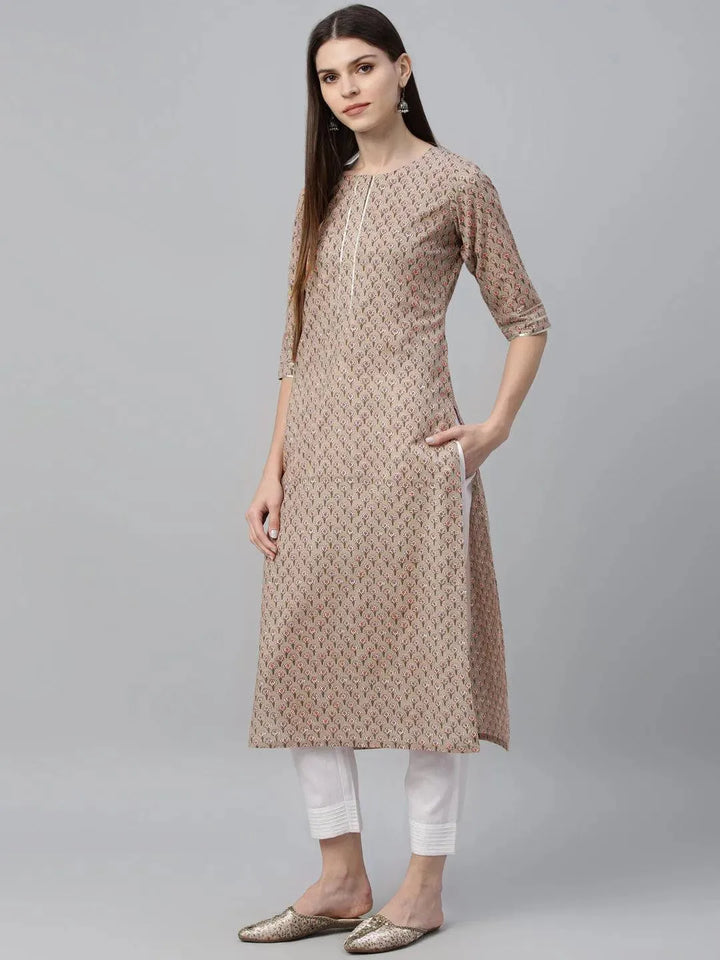 Multicoloured Printed Cotton Kurta - Libas