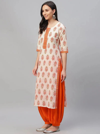Multicoloured Printed Cotton Kurta - Libas