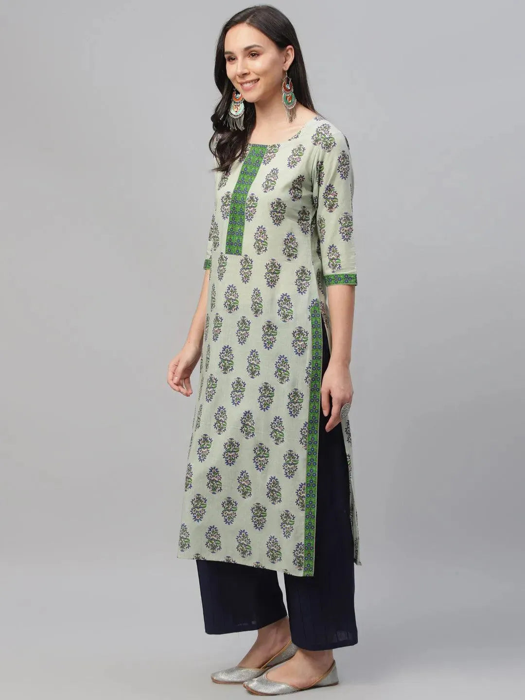 Multicoloured Printed Cotton Kurta - Libas