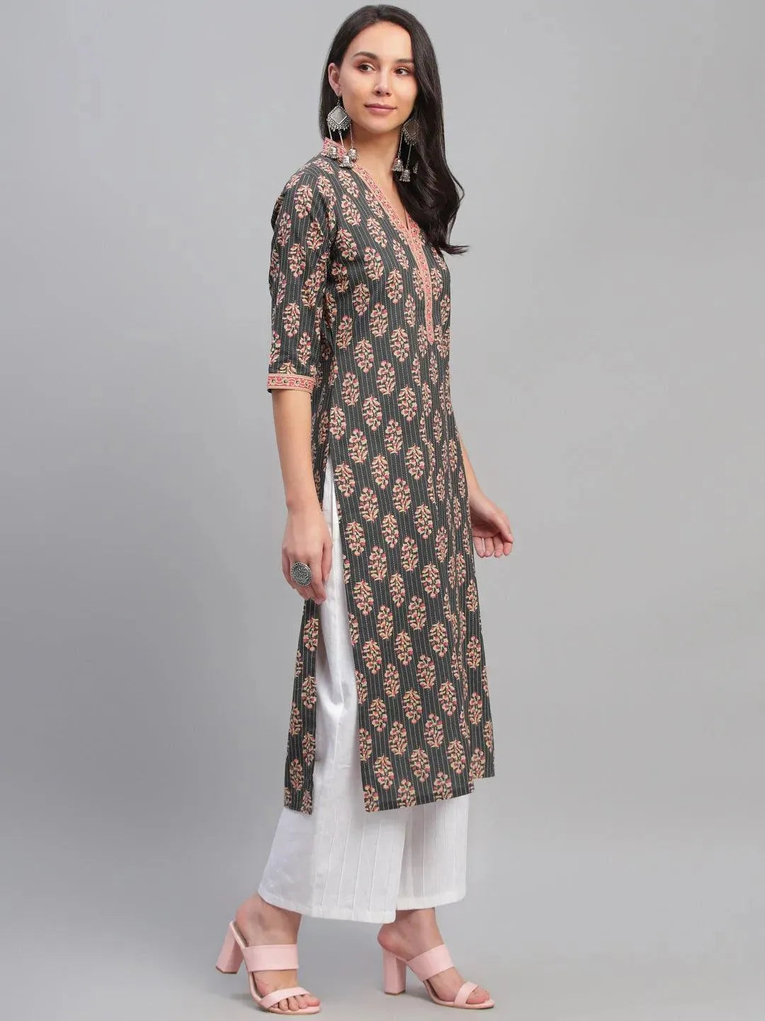 Multicoloured Printed Cotton Kurta - Libas