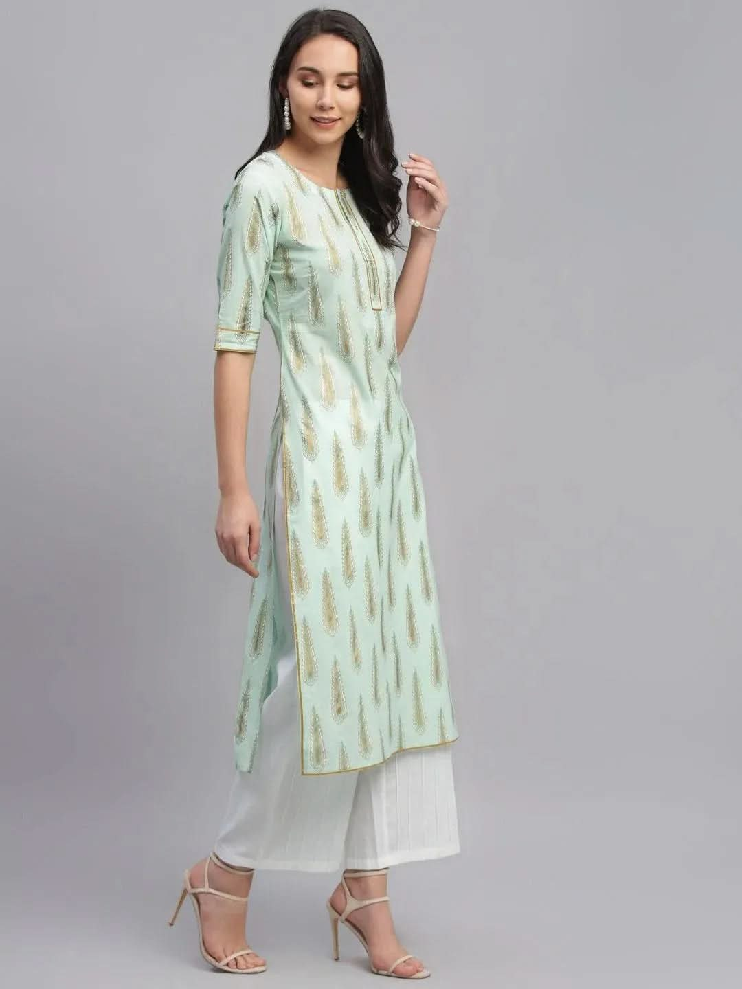 Multicoloured Printed Cotton Kurta - Libas