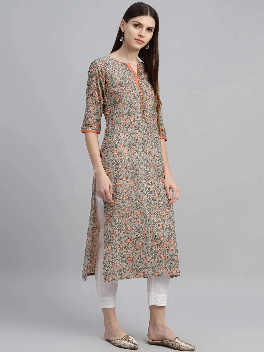 Multicoloured Printed Cotton Kurta - Libas