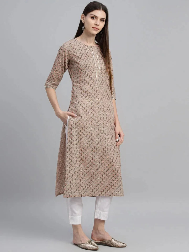 Multicoloured Printed Cotton Kurta - Libas