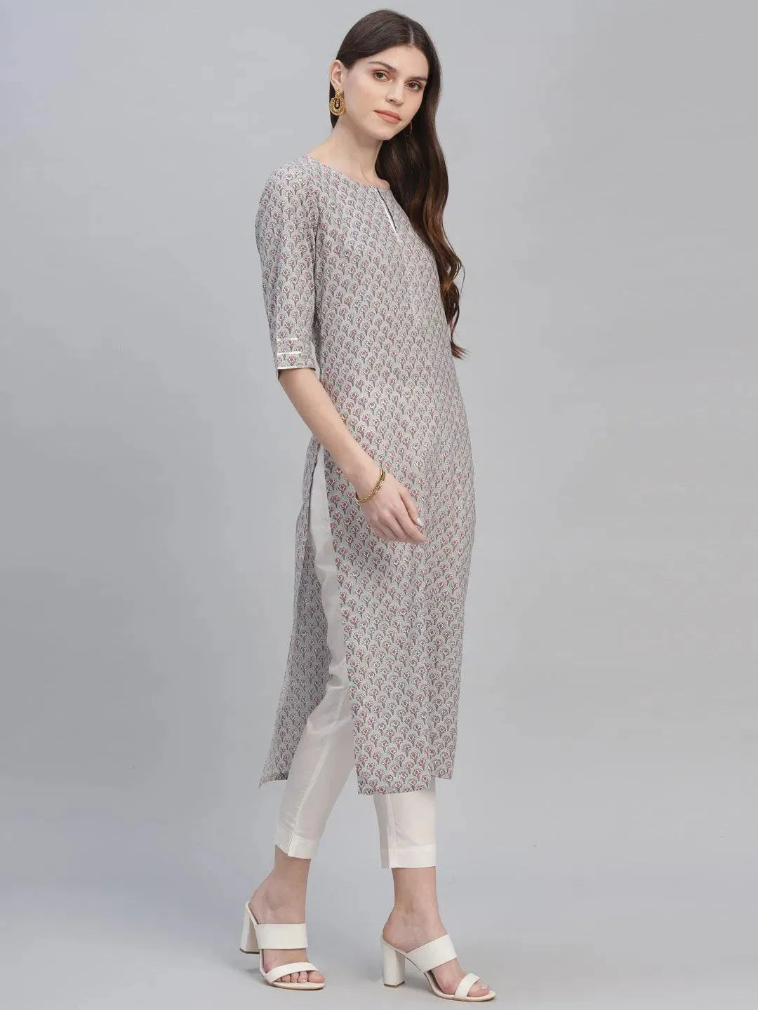 Multicoloured Printed Cotton Kurta - Libas 