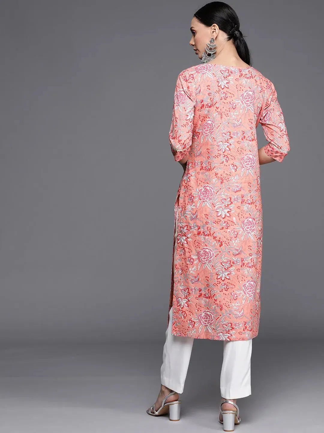 Multicoloured Printed Cotton Kurta - Libas