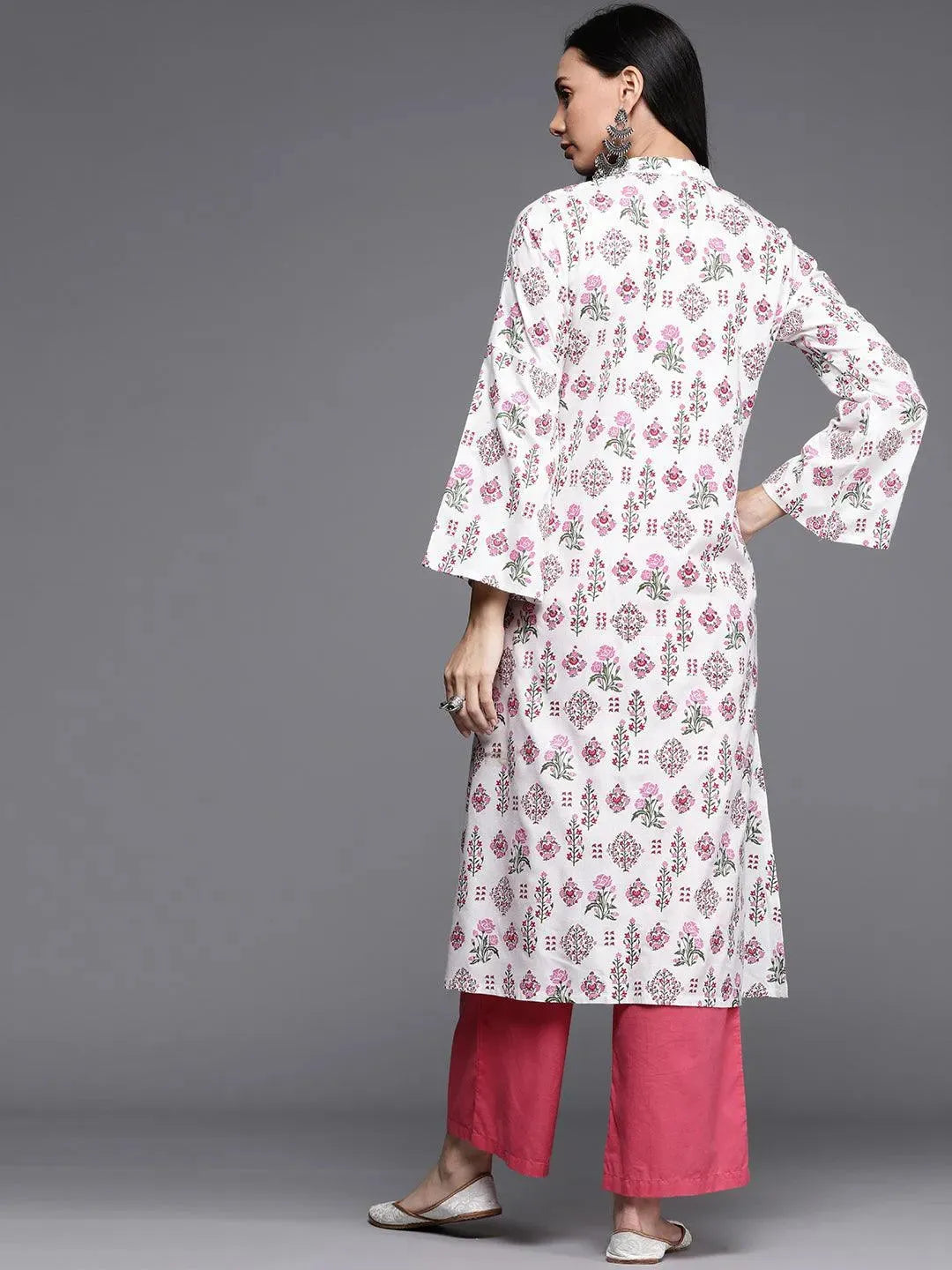 Multicoloured Printed Cotton Kurta - Libas 