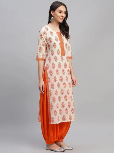 Multicoloured Printed Cotton Kurta - Libas