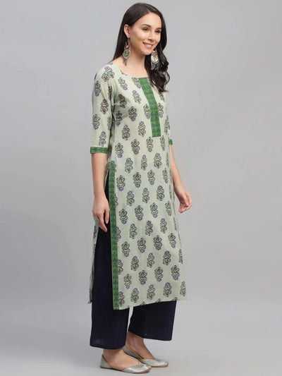 Multicoloured Printed Cotton Kurta - Libas