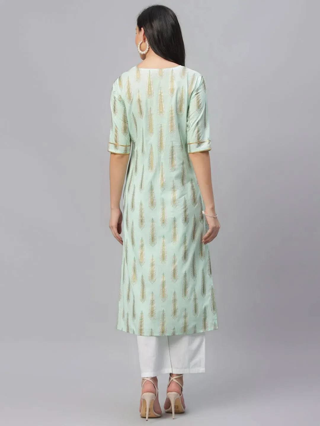 Multicoloured Printed Cotton Kurta - Libas 
