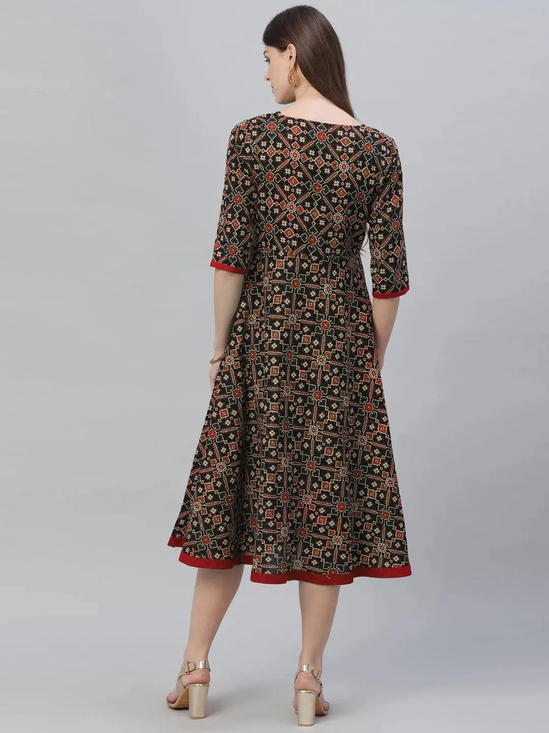 Multicoloured Printed Cotton Kurta - Libas