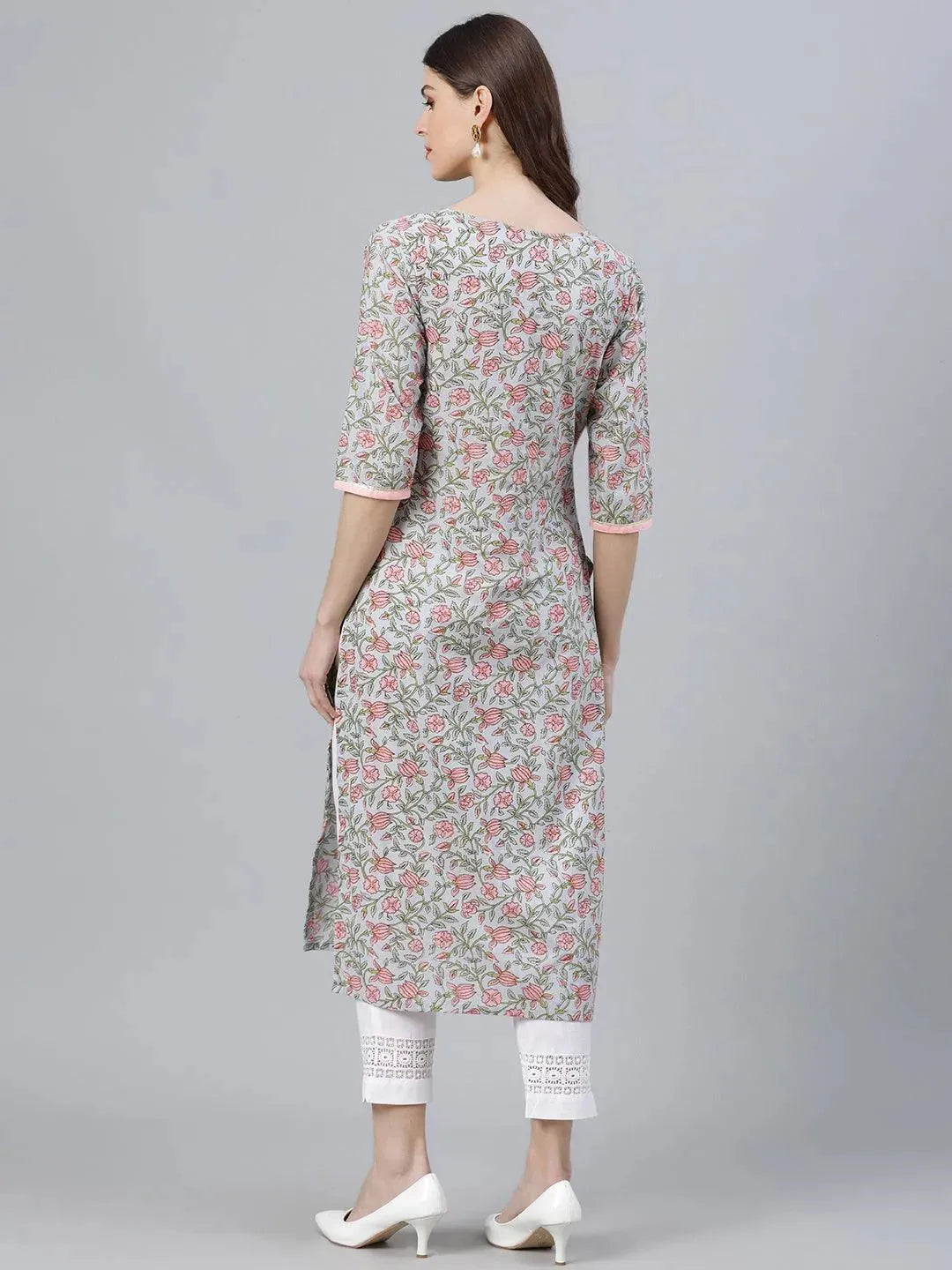 Multicoloured Printed Cotton Kurta - Libas