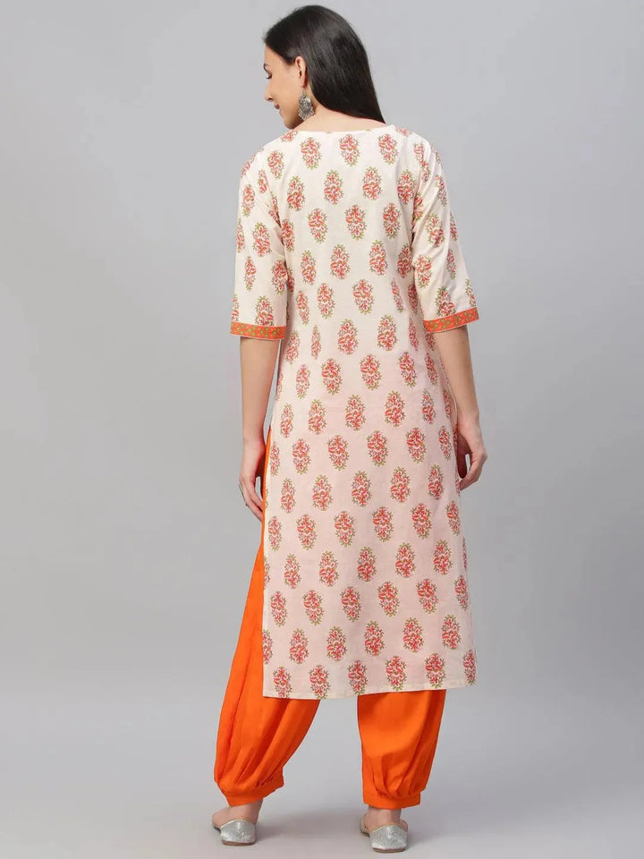 Multicoloured Printed Cotton Kurta - Libas
