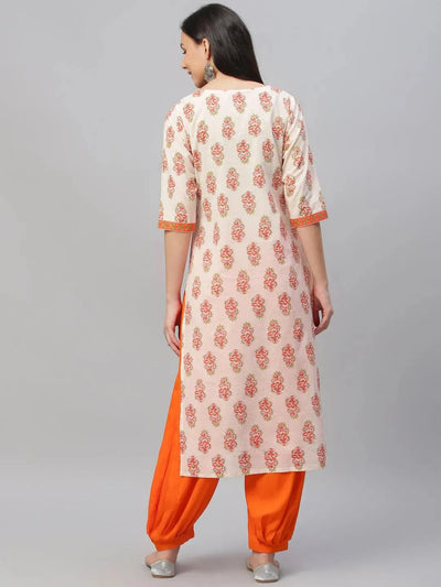 Multicoloured Printed Cotton Kurta - Libas