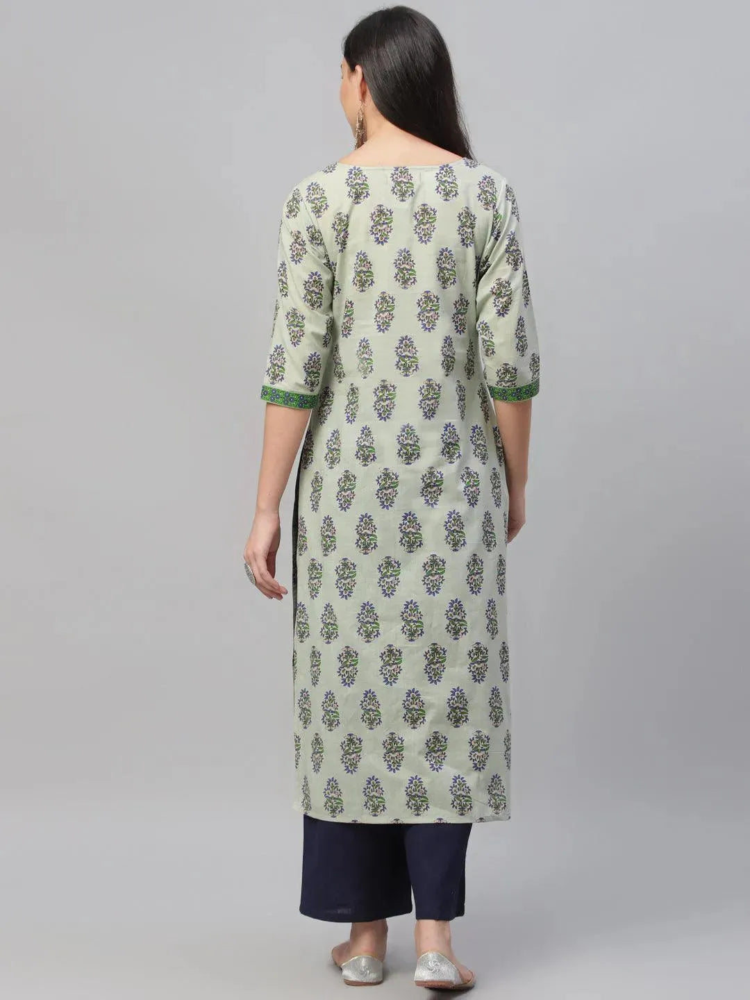 Multicoloured Printed Cotton Kurta - Libas