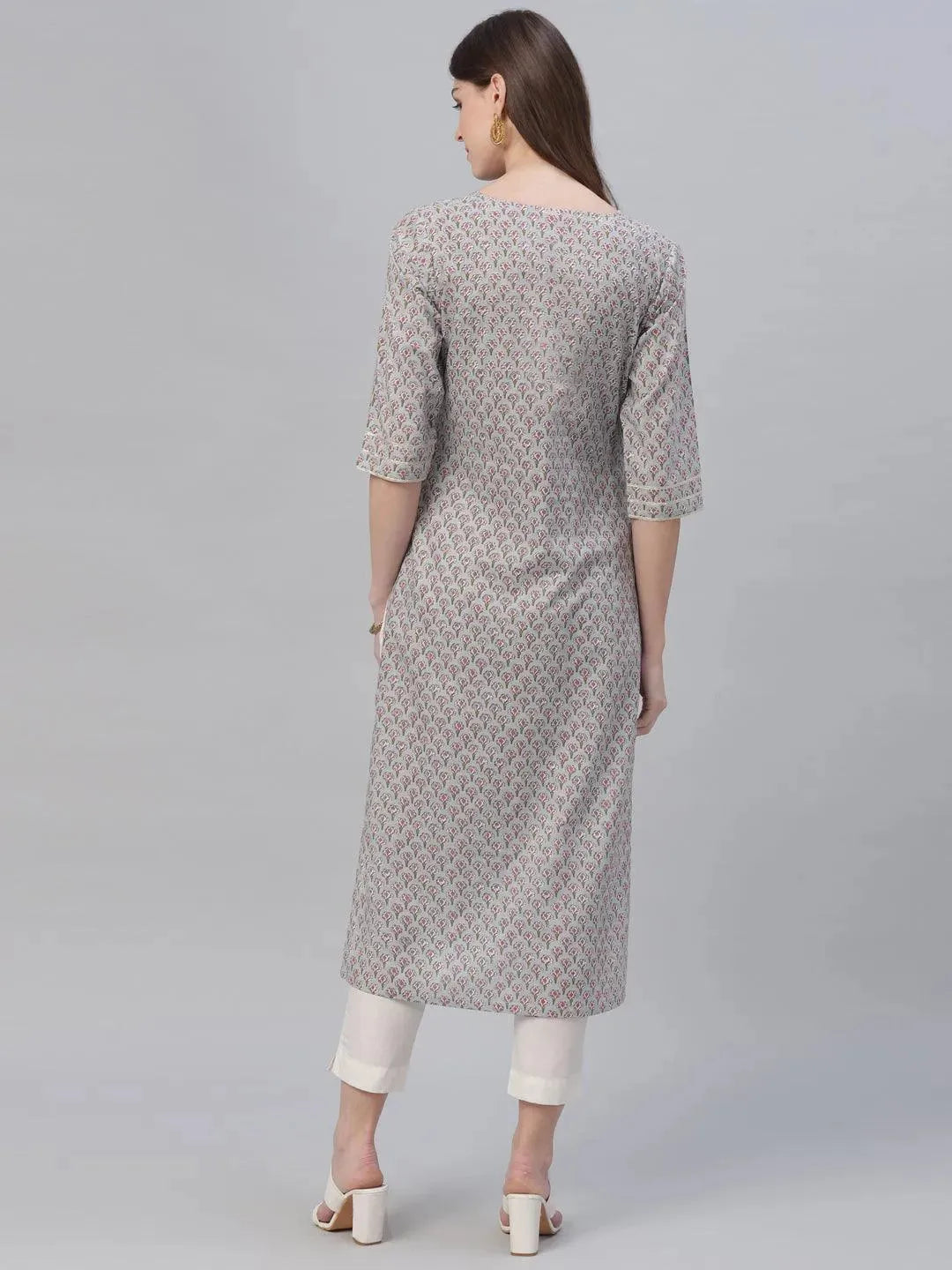 Multicoloured Printed Cotton Kurta - Libas 