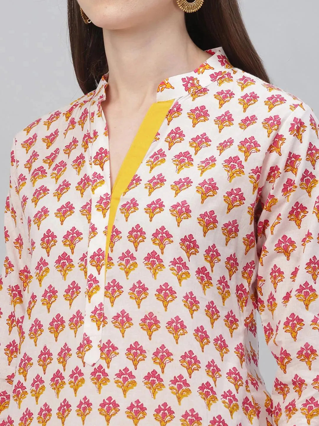 Multicoloured Printed Cotton Kurta - Libas