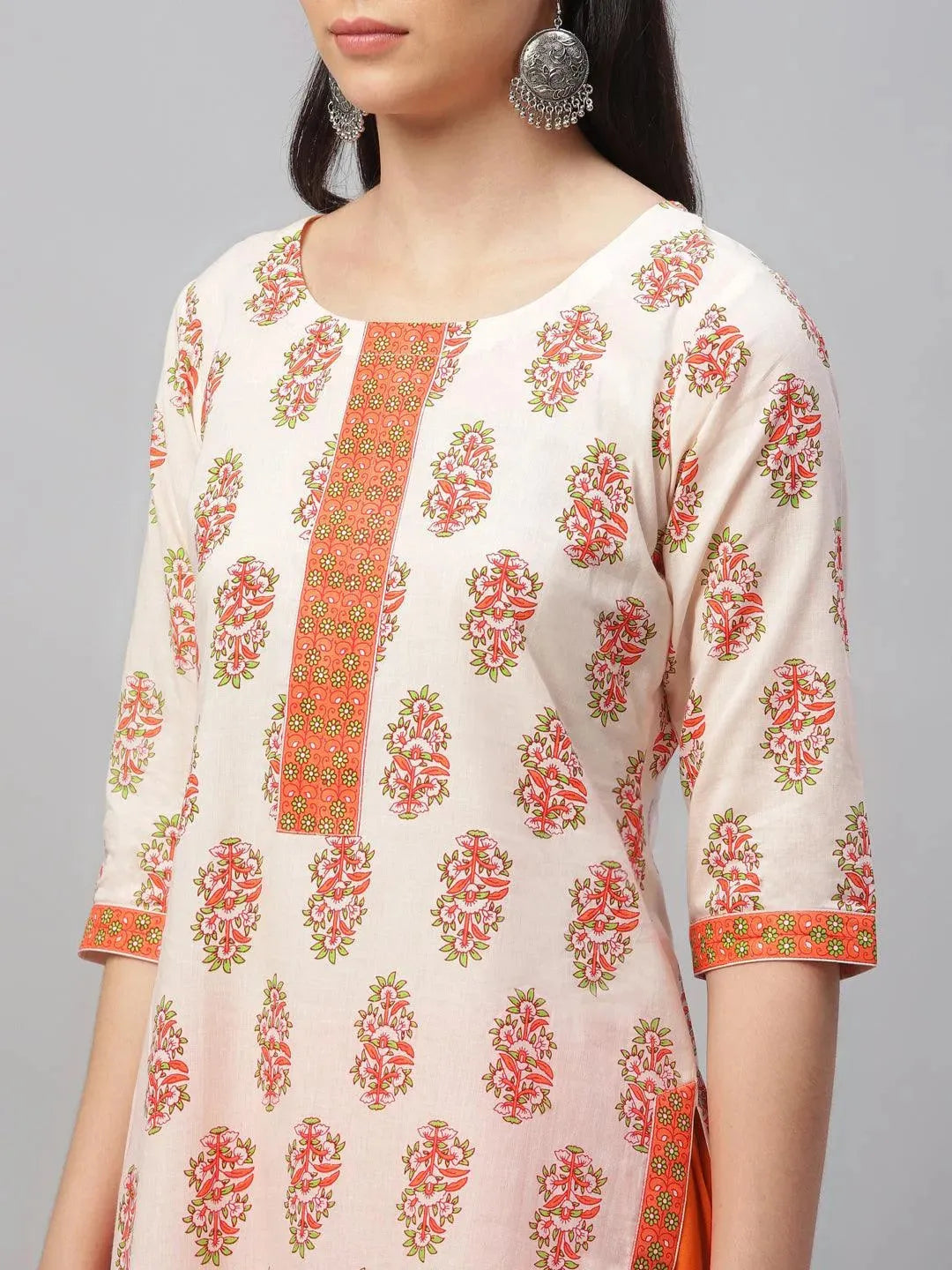 Multicoloured Printed Cotton Kurta - Libas