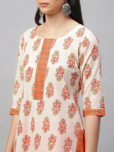Multicoloured Printed Cotton Kurta - Libas