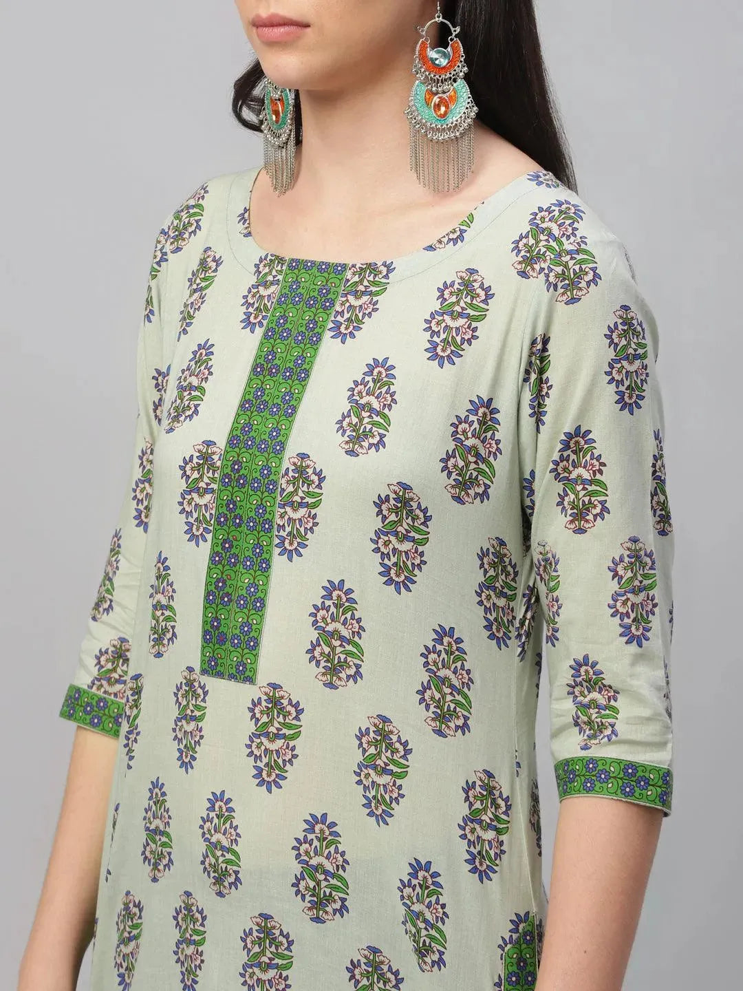 Multicoloured Printed Cotton Kurta - Libas