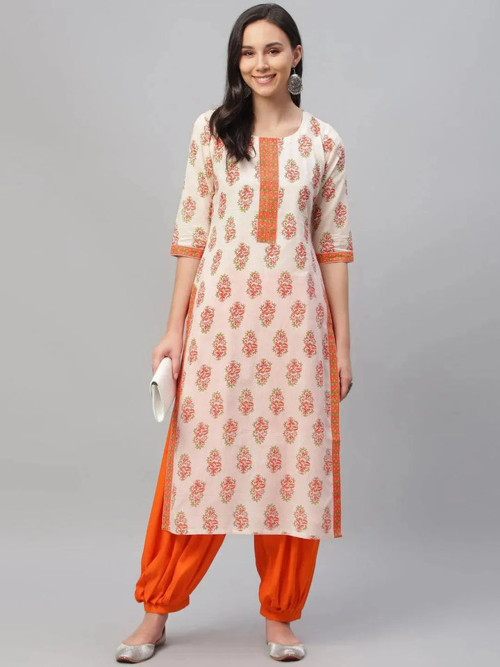 Multicoloured Printed Cotton Kurta - Libas