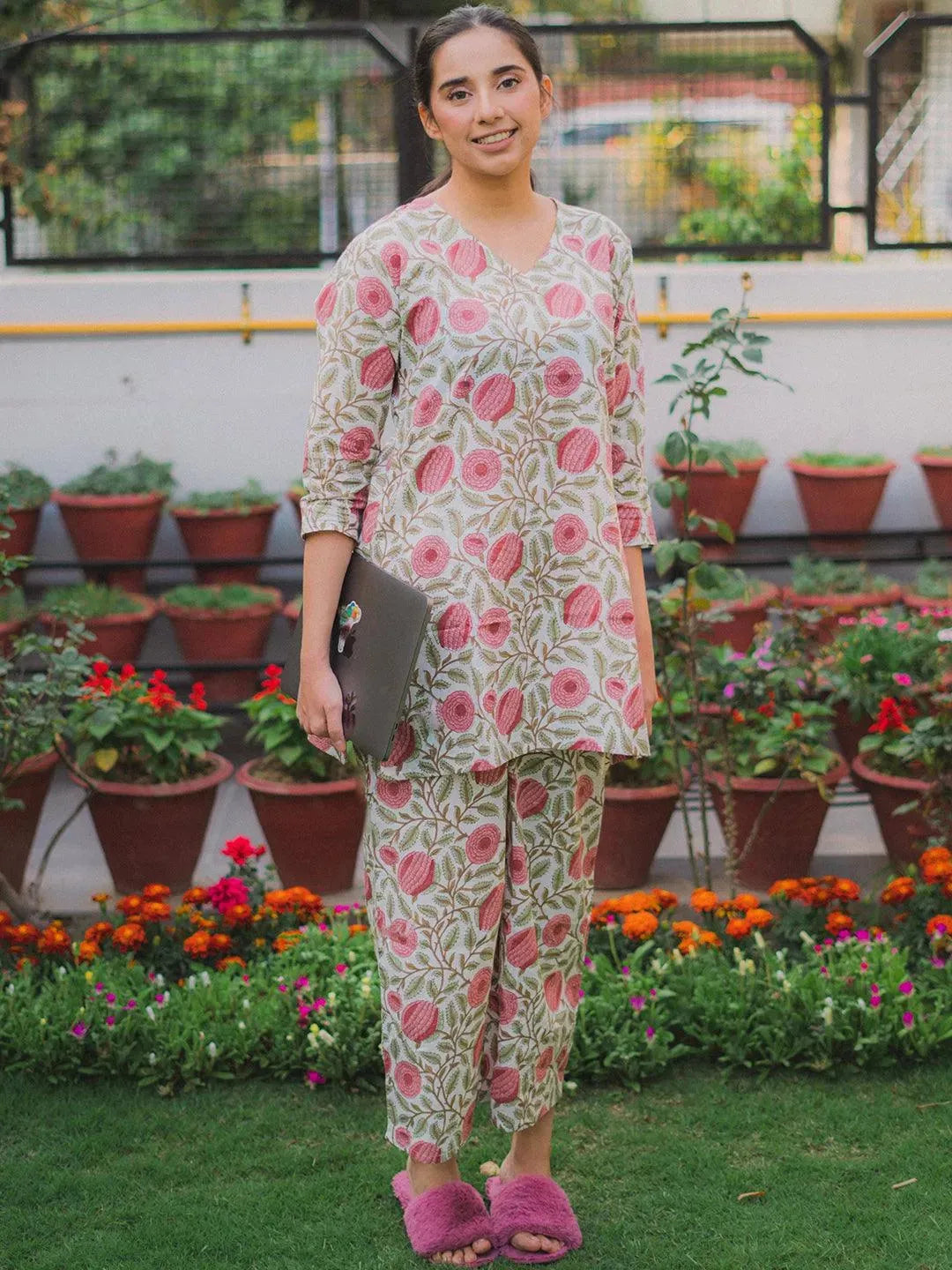 Multicoloured Printed Cotton Night Suit - Libas