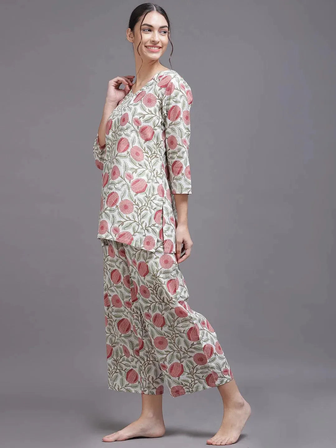 Multicoloured Printed Cotton Night Suit - Libas