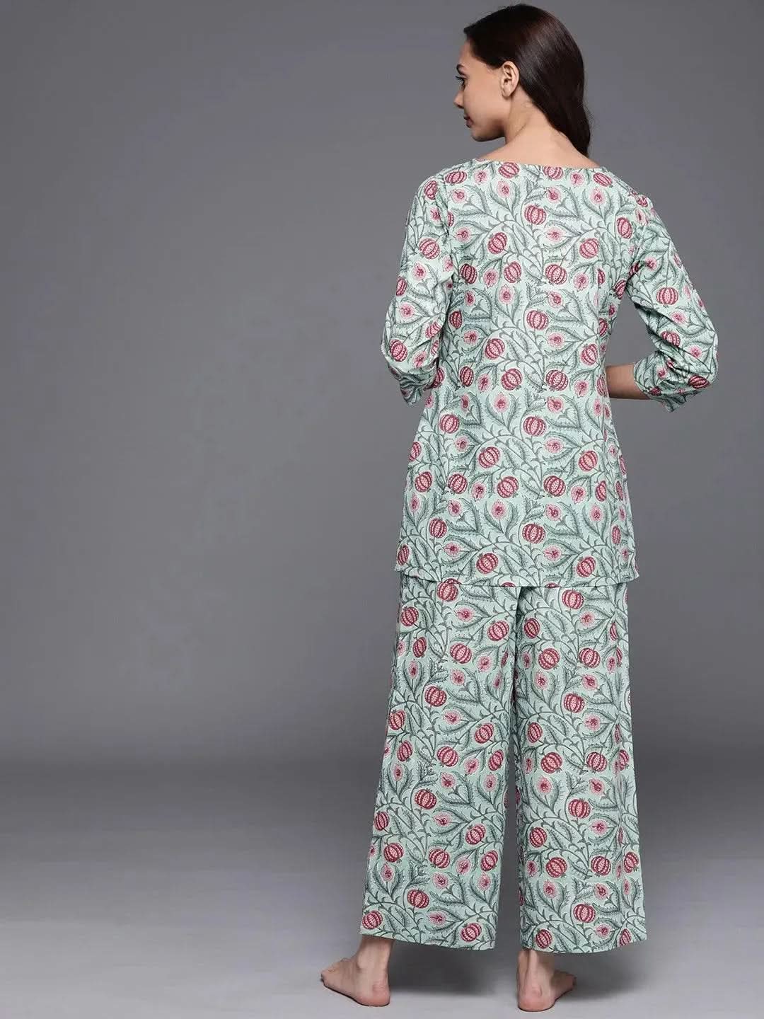 

Multicoloured Printed Cotton Night Suit