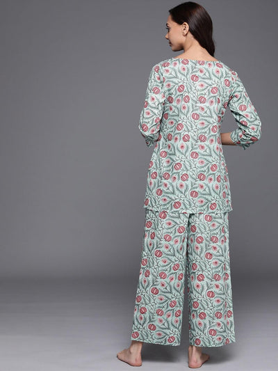 Multicoloured Printed Cotton Night Suit - Libas