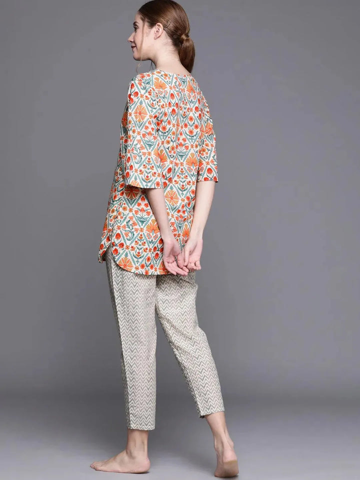 Multicoloured Printed Cotton Night Suit - Libas