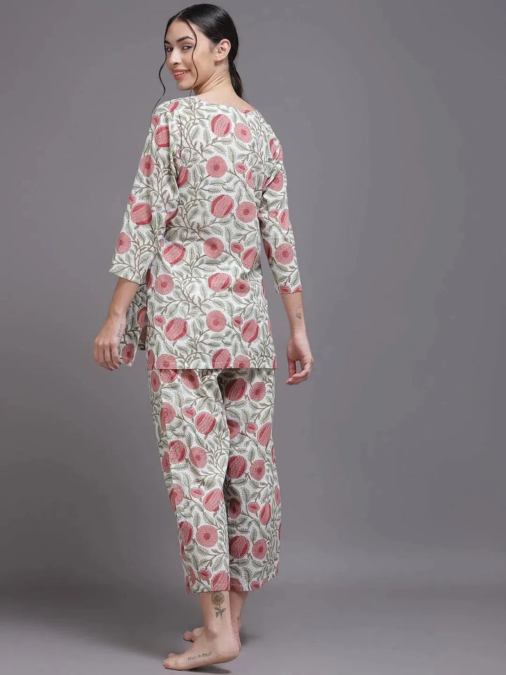 Multicoloured Printed Cotton Night Suit - Libas