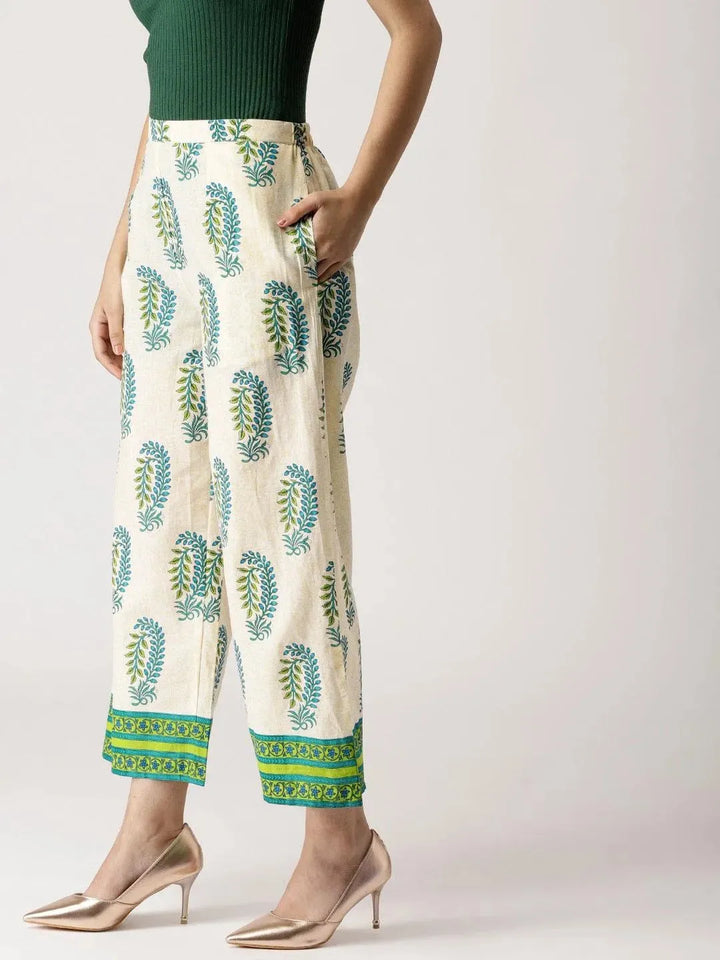 Multicoloured Printed Cotton Palazzos - Libas